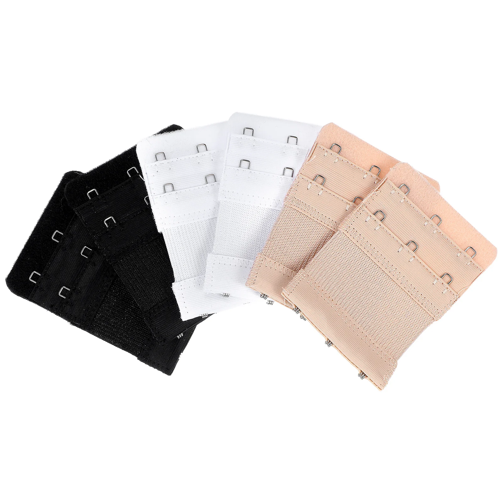 

3Pcs Women's Bra Extension Straps 3-Hook 2-Row Durable Elastic Cotton Stainless Steel Black White Nude Bra Extender 3 Hook