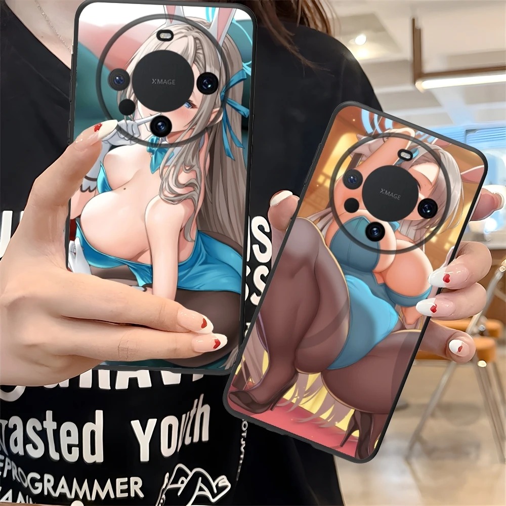 Blue Archive Asuna Sexy Hentai Phone Case for Huawei Mate 60 50 40 30 20 10 Pro Plus Lite E 5G Black Soft Phone Cover Shell