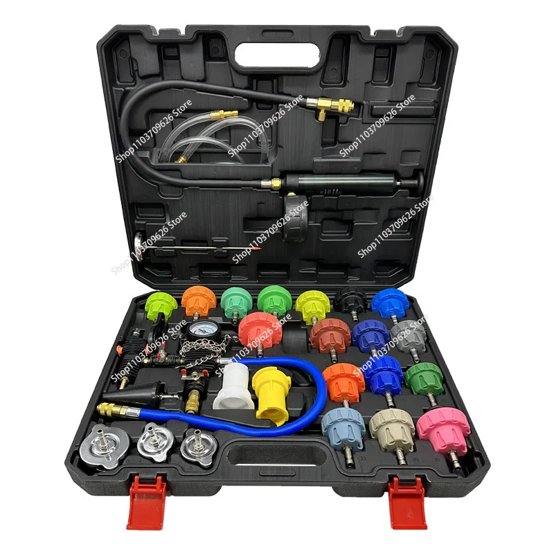 28PCS/34PCS Radiator Pressure Kit Automotive Vacuum Cooling Sytem Refill Kit Leak Detection Tool Coolant Pressure Gauge