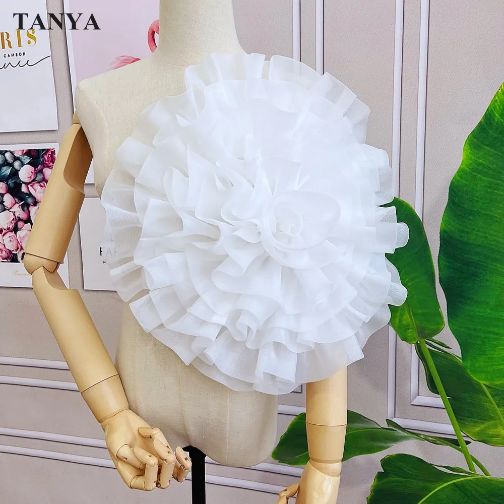 Ramillete de boda de flores grandes de 40cm de diámetro de Organza rosa intenso con Pin, accesorios nupciales elegantes, vestido a juego de colores personalizados