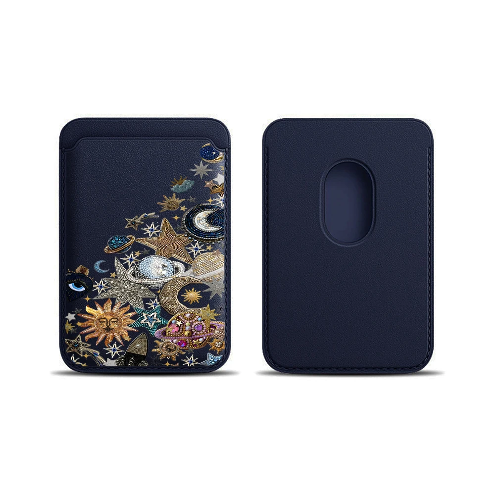 Golden Stars Moon Y2K Leder-Kartenetui Handyhülle Kartenhalter Magnetische Hülle Geeignet für alle iPhones mit Magsafe-Kartenfunktion – Detail 18