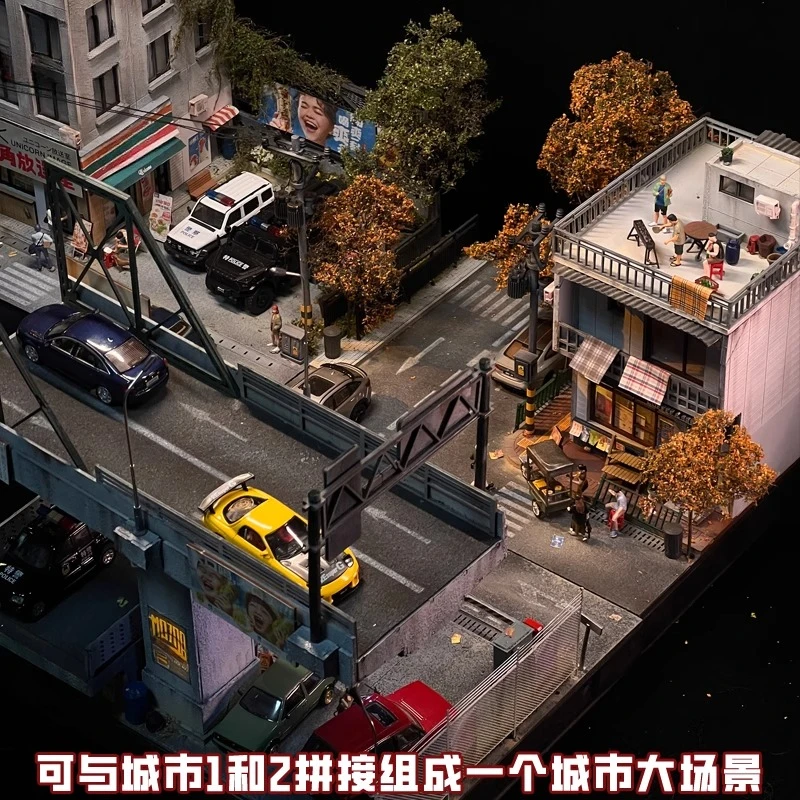 Diorama 1/64 Stadtszene Simulationsmodell Unbemaltes Materialpaket DIY Parkplatz Szene Displaymodell
