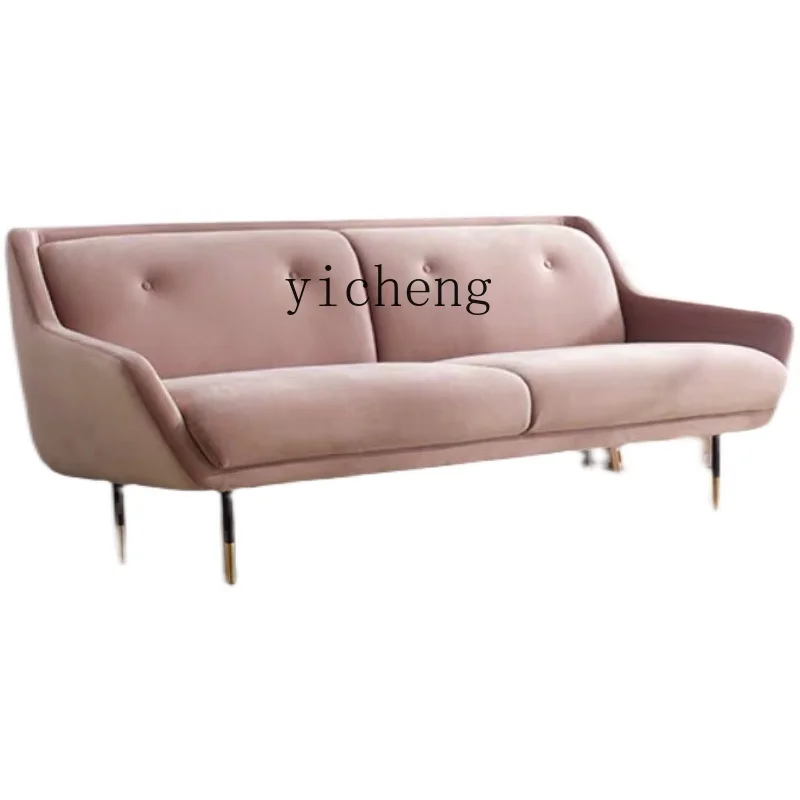 XL Fabric Cameo Brown Pink Living Room Sample Room Beauty Club Three-Seat Sofa Gray