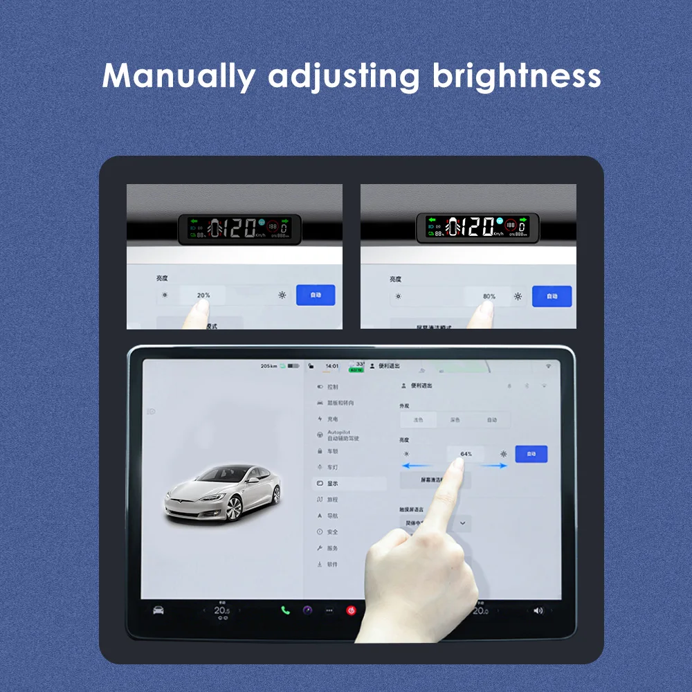 3,9 inch Head-up Display HUD-meter Waterdicht Real-time weergave Originele autodatum voor Model 3-accessoires Model Y