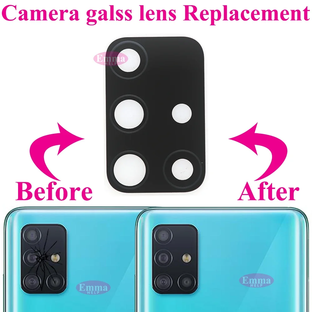 10Pcs Back Rear Camera Glass Lens With Ahesive Glue Sticker For Samsung A20 A30 A50 A70 A11 A21 A31 A41 A51 A71 A70s A21s A30s