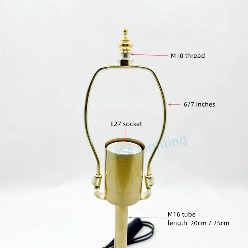 Copper Gold Color Table Lamp Retro Floor Lamp Iron Lamp Base Cable E27 Socket Lamp Holder Desk Lamp Metal Lamp Base with Bracket