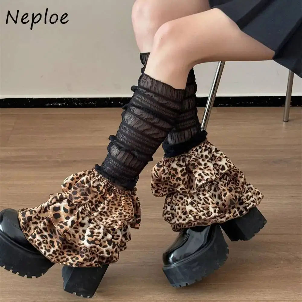 

BabYoung New Spice Girls Personalized Moda Underwear Leopard Fairycore Y2K Goth Streetwear Leg Warmers Slim Trendy Pile Hosiery