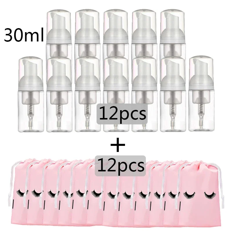 12pcs 30/60ml Portable Foam Bottle Empty Pump Clear Bottle Lotion Shampoo Dispenser Hot Koop Refillable Bottles pump foam bottle