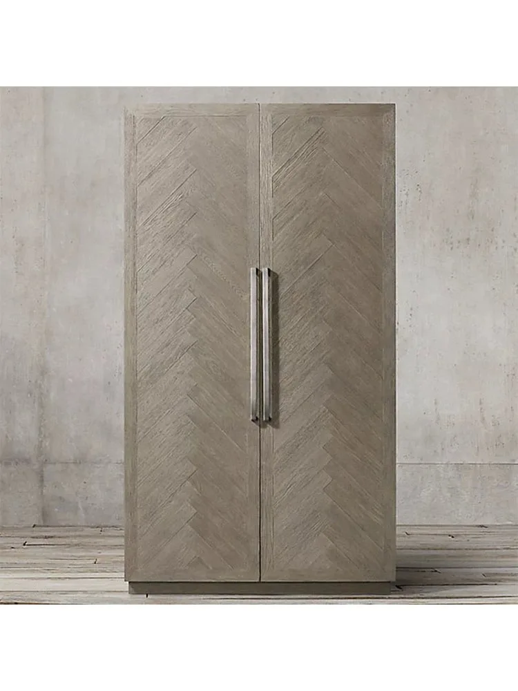 

American old retro color, solid wood wardrobe