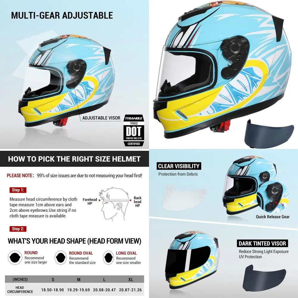 

Youth Motorcycle Helmets Full Face Lightweight with Dual Visors, DOT Certified