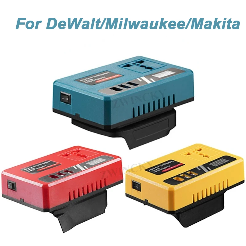 

Power Inverter Charging Bank For Makita/DeWalt/Milwaukee 18V Battery 21V to 220V Intelligent Transformer With USB and Type-C