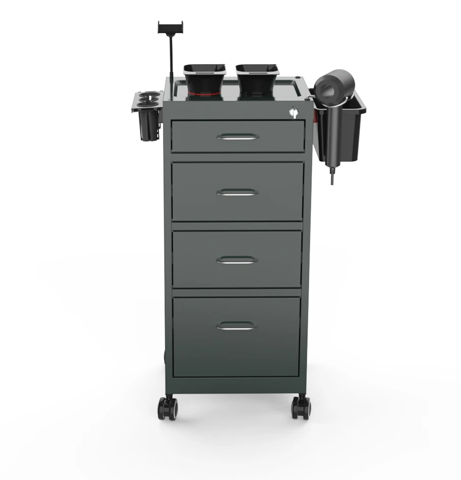 Best Selling High Quality Metal Barber Trolley With Drawer Metal Wire Drawing Process Has Four Drawers