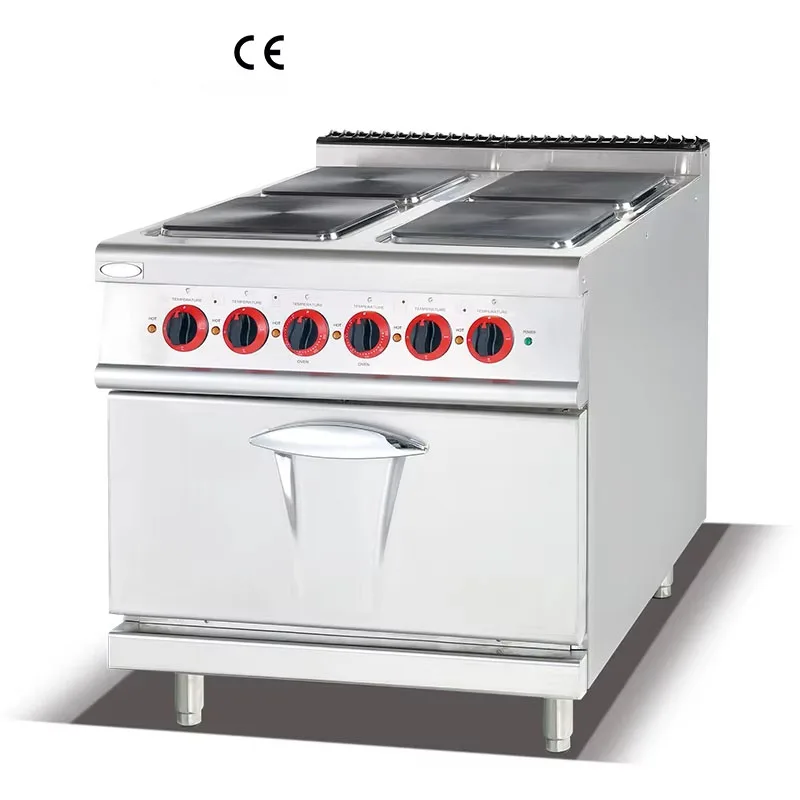 Commercial 4 Hot Plate Electric Range With Oven Heavy Duty Electric Cooker Kitchen Equipment