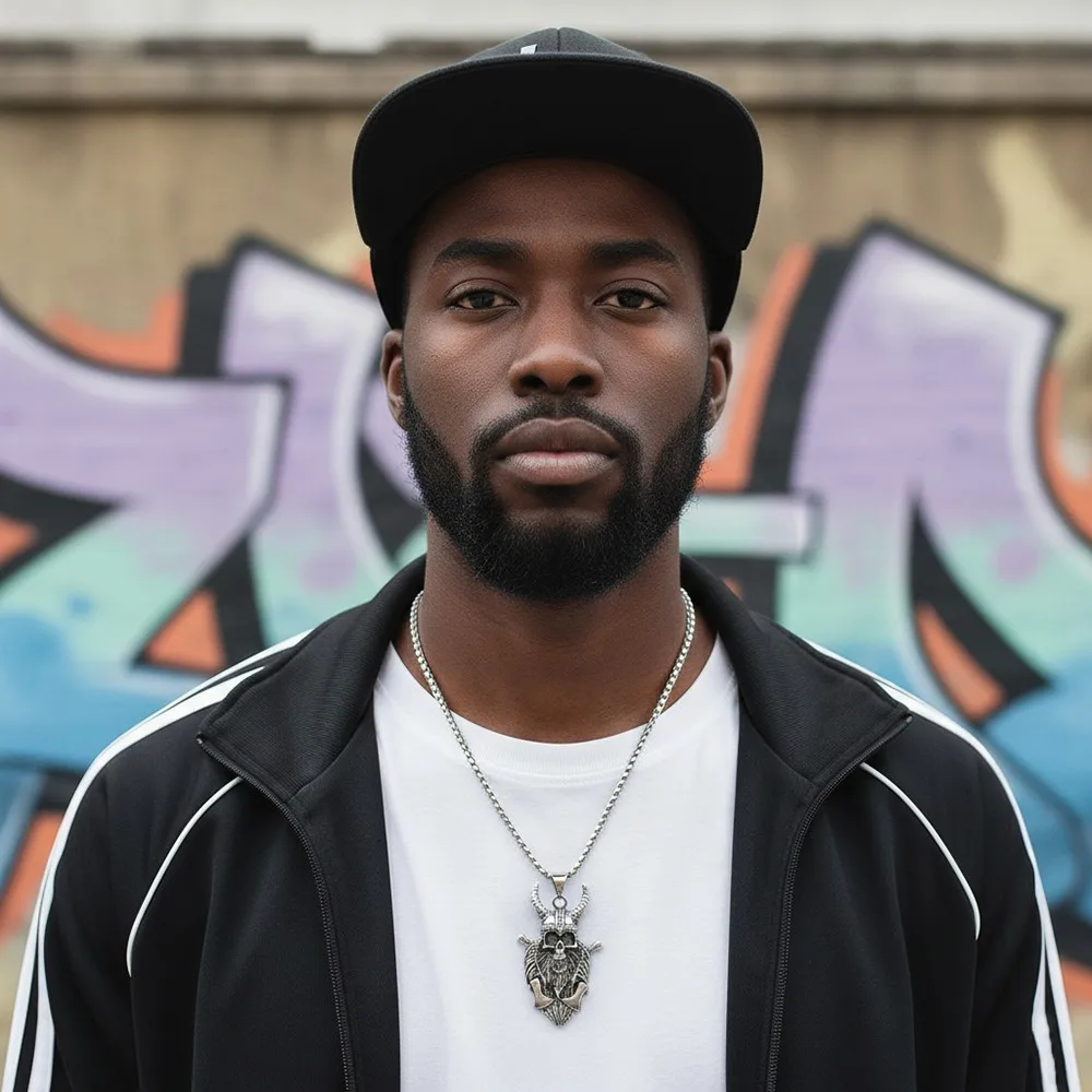 

Уличная одежда в стиле ретро в стиле хип-хоп, фараон, европейское и американское мужское ожерелье с топором и черепом, модное мужское ожерелье в стиле крутой рок