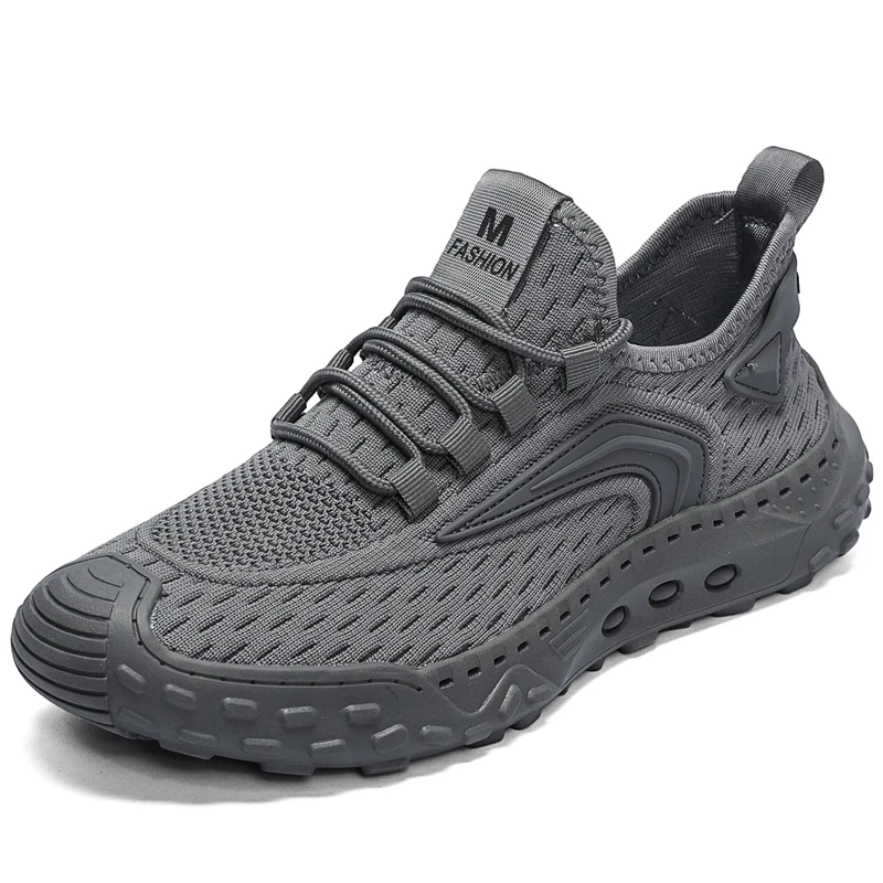 Clássico casual sapatos de verão masculino respirável malha sapatos verão ao ar livre tênis de caminhada anti-colisão toe masculino calçado de trekking