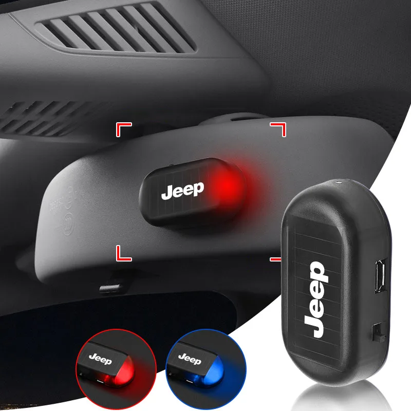 Luz de carro movida a energia solar, alarme simulado, aviso sem fio, adesivos antirroubo para Jeep Compass Renegade Cherokee Kl Patriot