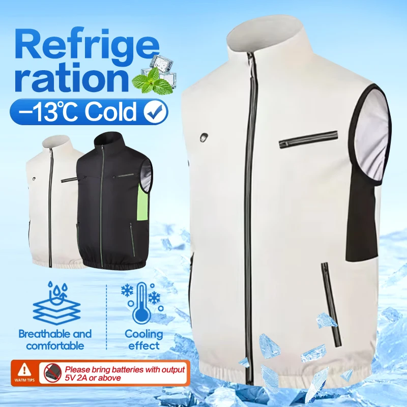 Summer Heat Protection Fan Vest Sleeveless Workwear for Summer Camping and Fishing