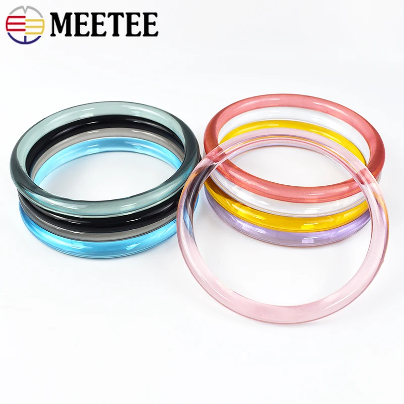 

Meetee 1-5Pcs 10cm Bags Ring Handle Color Plastic Handbag Handles Transparent Circular Hanger Luggage Buckles Sewing Accessories