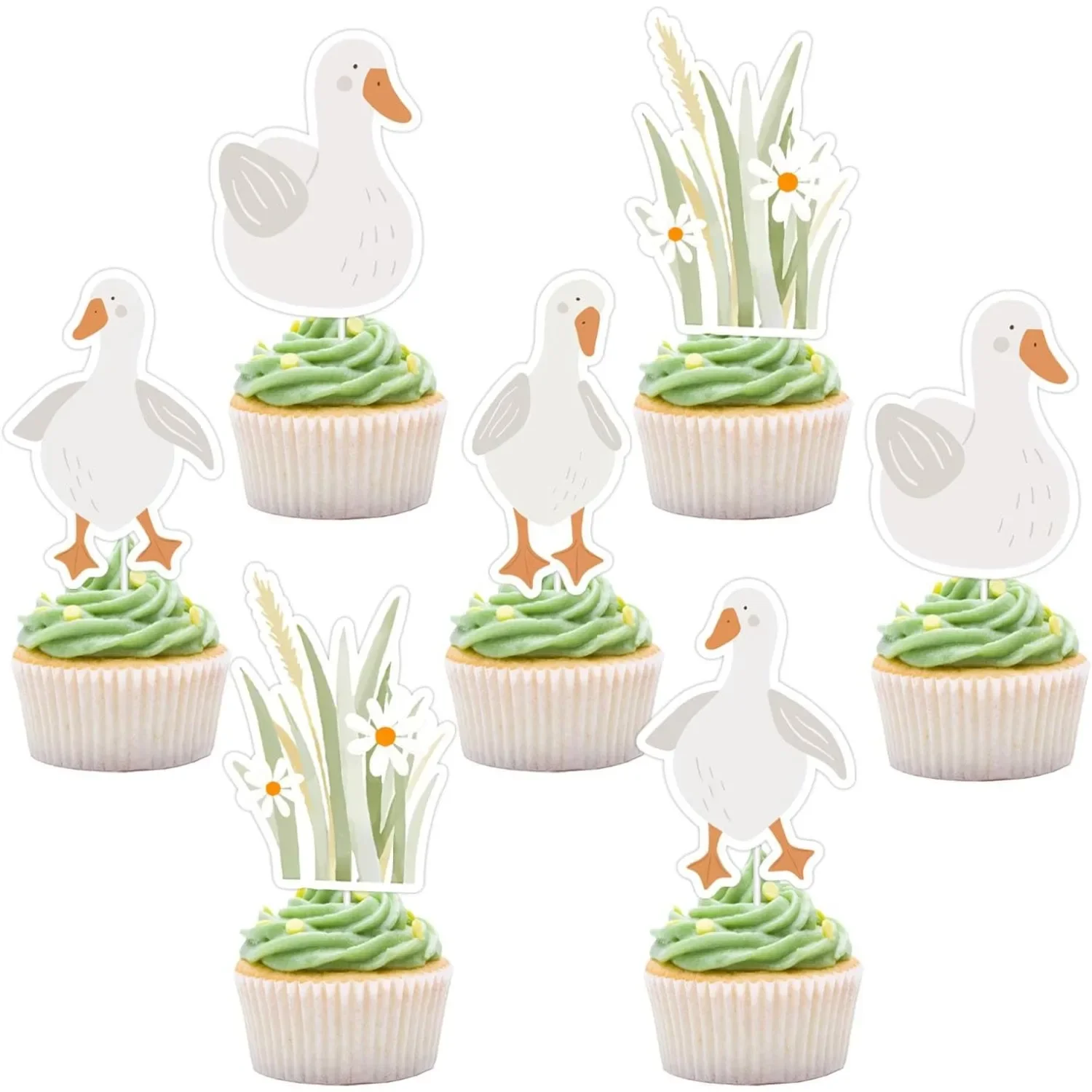 Gänse-Thema-Dekoration, Cupcake-Topper zum 1. Geburtstag, Bauernhoftier-Gans-Dekorationen für Babyparty, Geburtstagsparty-Zubehör