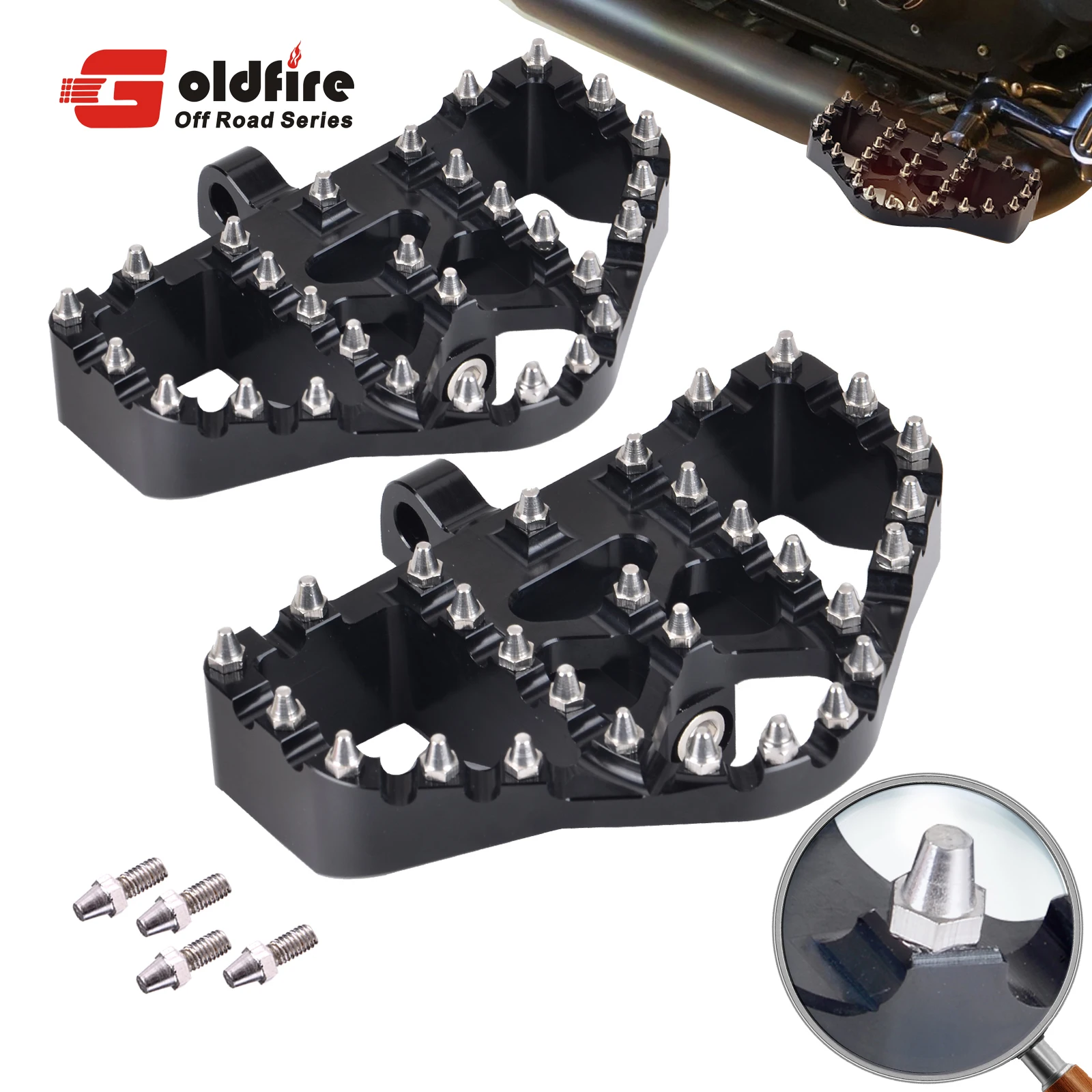 GoldFire Motorcycle Foot Platforms Parts MX 360°Roating Foot Peg Front Pegs Footrest For Harley Sportster Touring Dany Road King