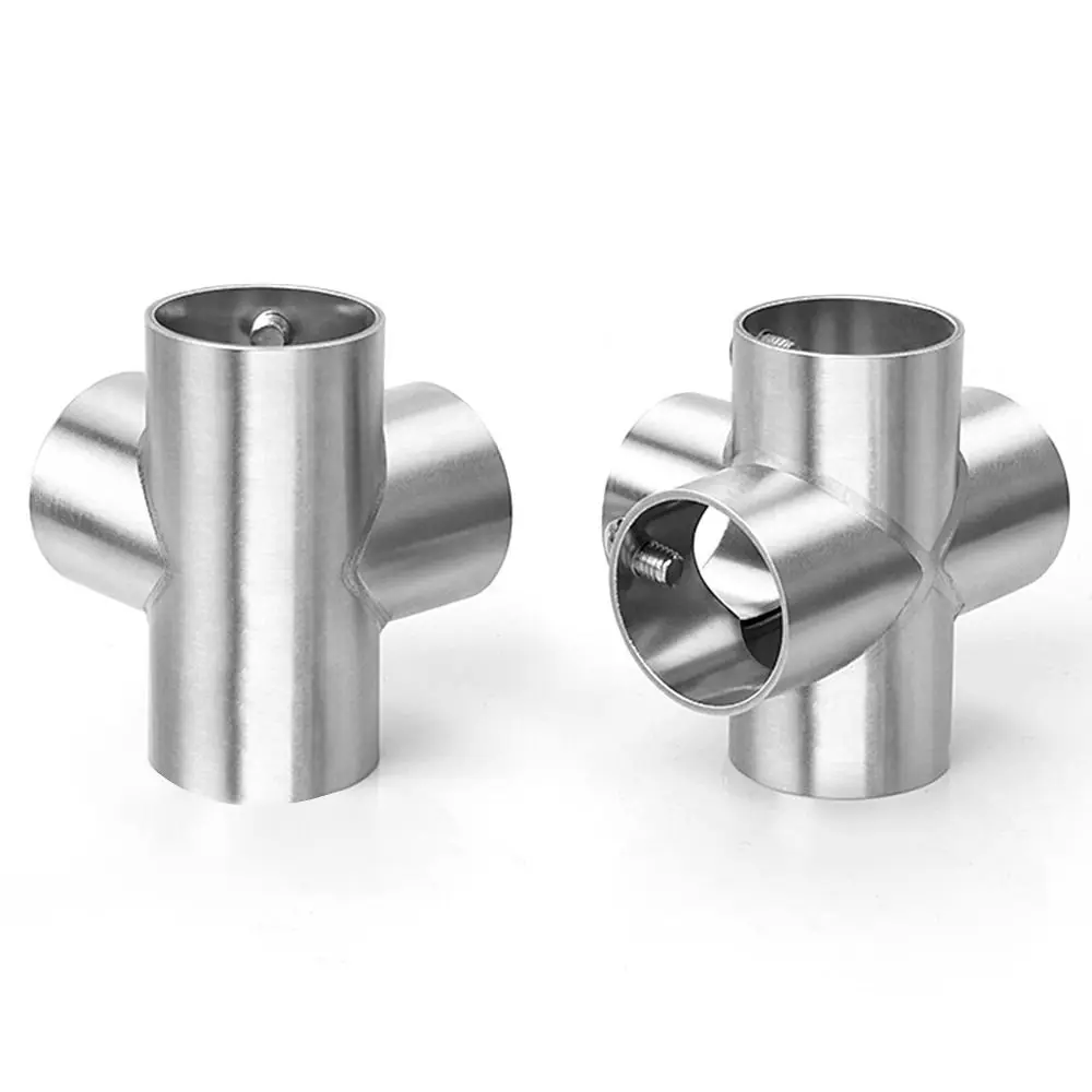 Conector de tubo de cotovelo reto, 2/3/4/5/6 vias 25mm, junta de tubo de aço inoxidável, varal, prateleira, juntas, ferragens de móveis, 1 peça