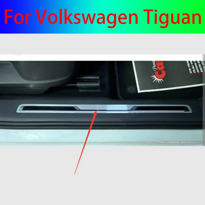 Stainless Steel Car Door Cover Outside Indise Cover Trim Door Sill Plate for Volkswagen VW Tiguan Mk2 R 2017 2018 2019 2020 2021