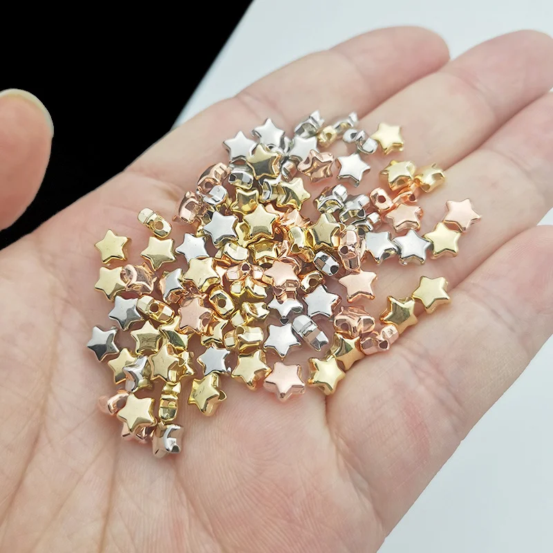 

100~400pcs 6mm Gold Silver Plated Star Shape CCB Material Bead Loose Beads Spacer For Jewelry Making Accessories DIY Bracelets