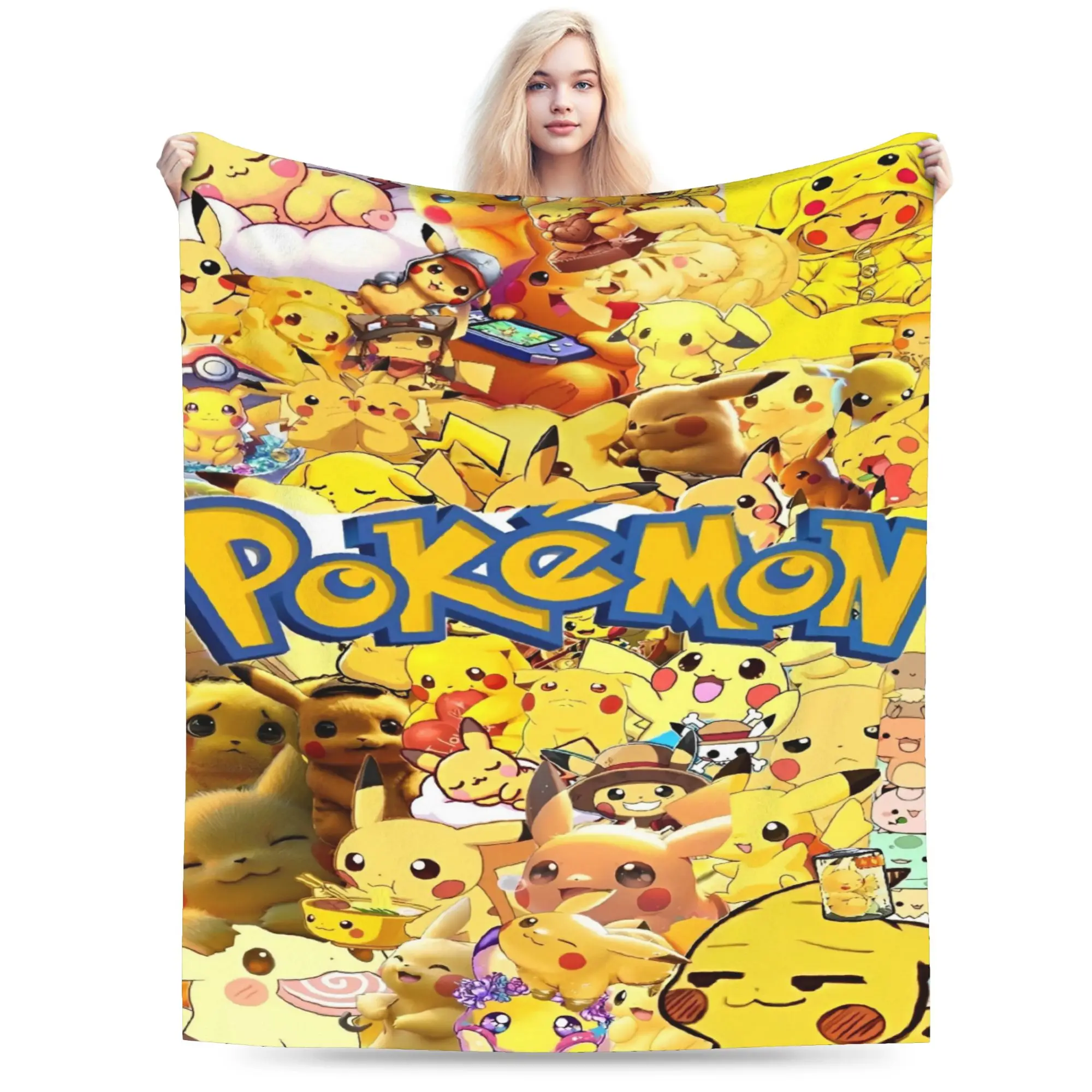 

Japanese Anime Super Warm Blanket Pokemoned Travel Plush Throw Blanket Pattern Living Room Flannel Bedspread Sofa Bed Cover