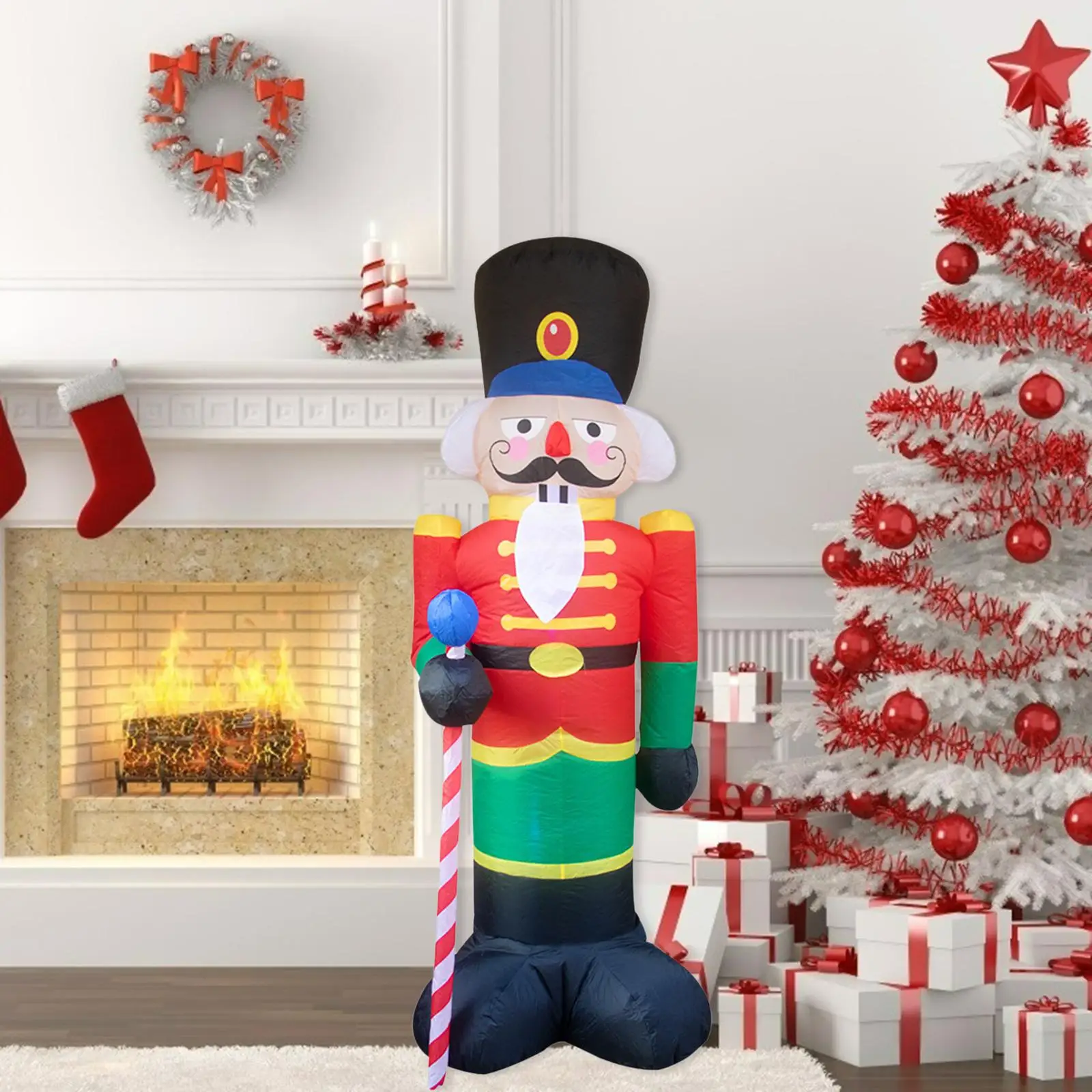 Christmas Inflatable Nutcracker Soldier Holiday Decoration for Patio Lawn