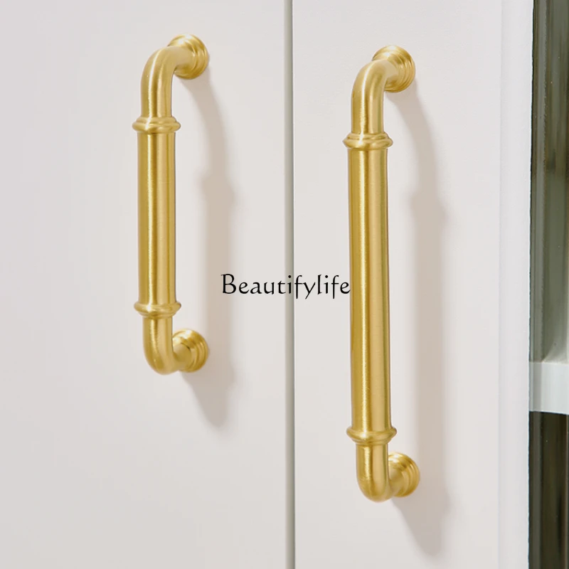 Modern Simple and High-End Golden Drawer Handle French Entry Lux Cream Wind Door Handle