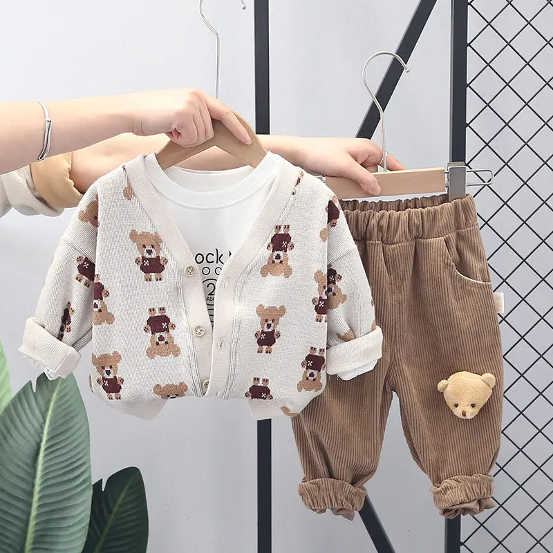 Children Fashion Clothes Suit Spring Autumn Kids Boys Girls Jacket Shirt Pants 3Pcs/Sets Kids Toddler Clothing Infant Sportswear