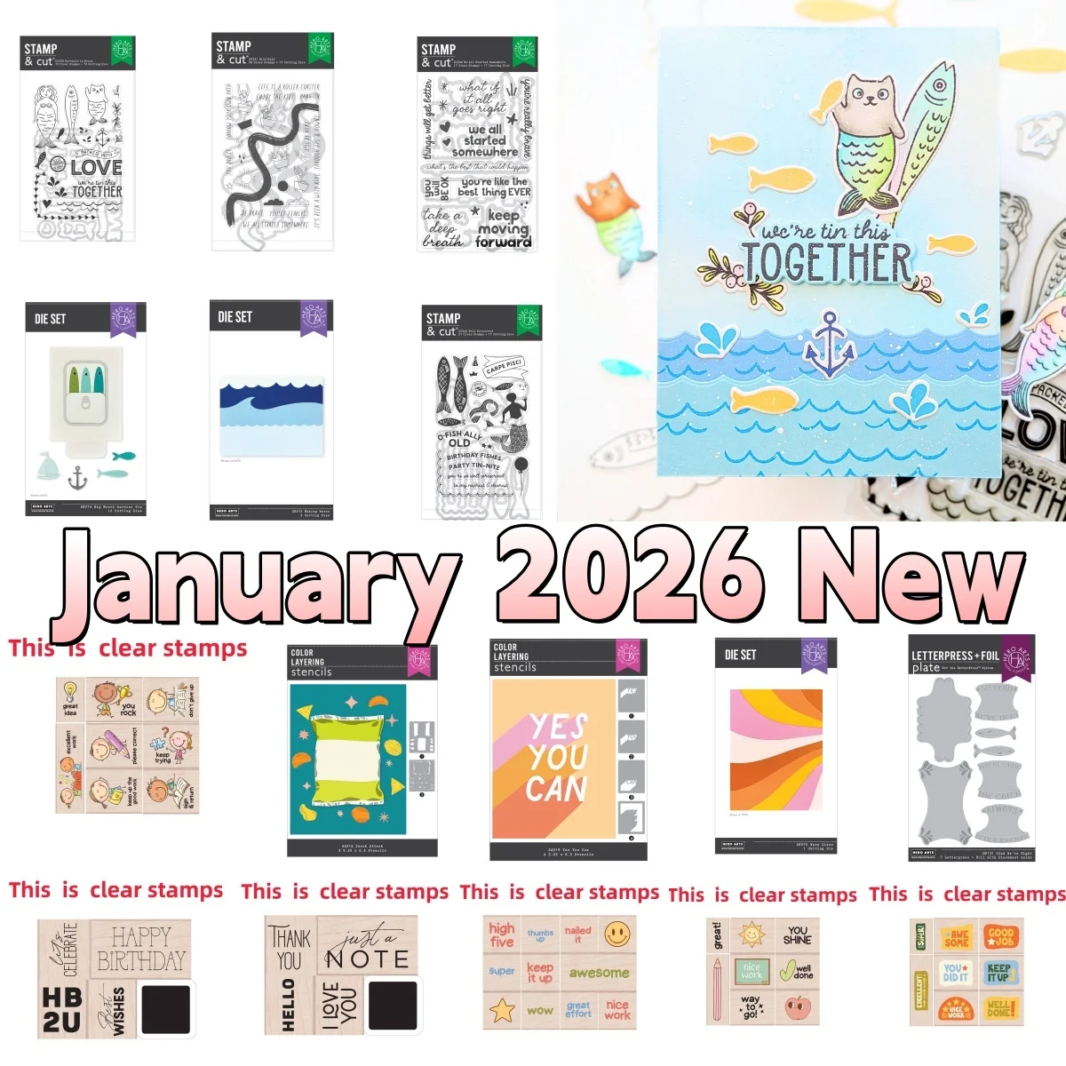 

January 2026 Love Wavy Lines Snack Waves Metal Cutting Dies Clear Stamps Stencil Hot Foil For DIY Scrapbook New Valentine