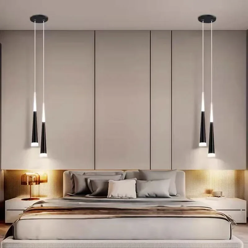 Nordic LED Long Pendant Lamp Adjustable Hanging Wire for High Ceiling Bedroom Dining Living Room Study Indoor Home Decor Light