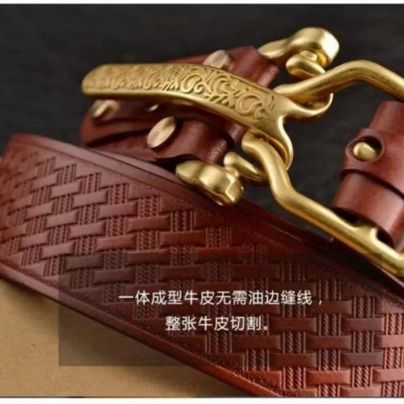 Littleton cavalry belt embossed man leather belt with engraved buckle head, leather belt with head of cattle hide and veg