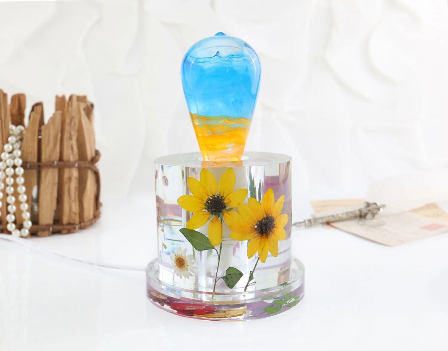 DIY Epoxy Resin Mold Lamp Holder Hexagonal Cube Cylinder Bedside Lamp Silicone Mold Home Decoration