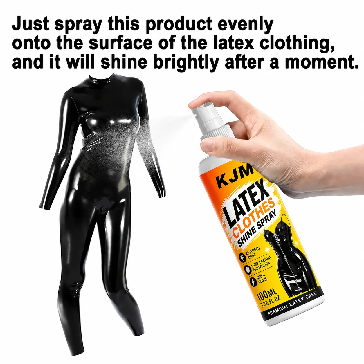 KJM 100ML Latex Costume Shine Spray Rubber Surface Gloss Polish Brightening Agent for Latex Apparel Outfit Luster Renew Care