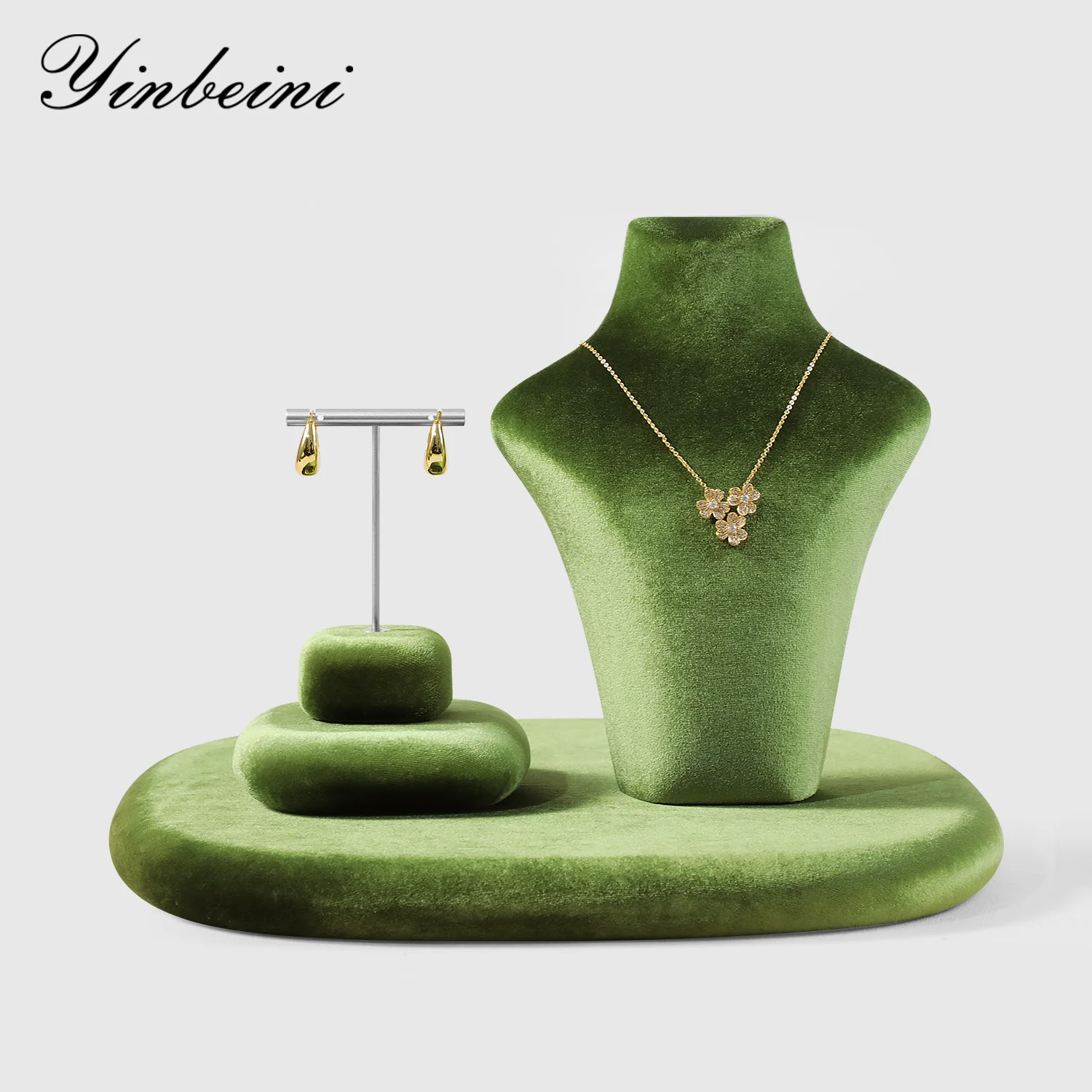 Yinbeini Velvet Earrings Ear Stud Display Stand Jewelry Accessories Storage Organizer Ring Showcase Props TB011