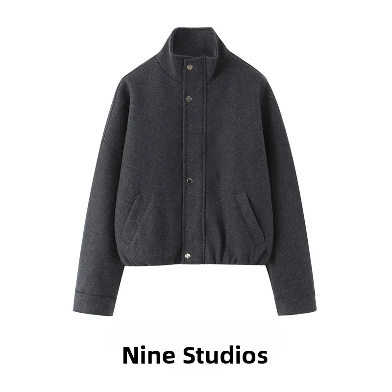Casual Loose Women's Zipper Flight Jacket Long Sleeve Stand Collar Outerwear Short Style Fashion Winter Collection