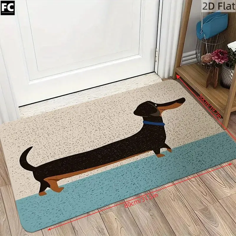 VIKAMA Cartoon Dachshund Pattern Doormat Durable And Lightweight Suitable For Hallways Bathrooms And Porches Home Decor