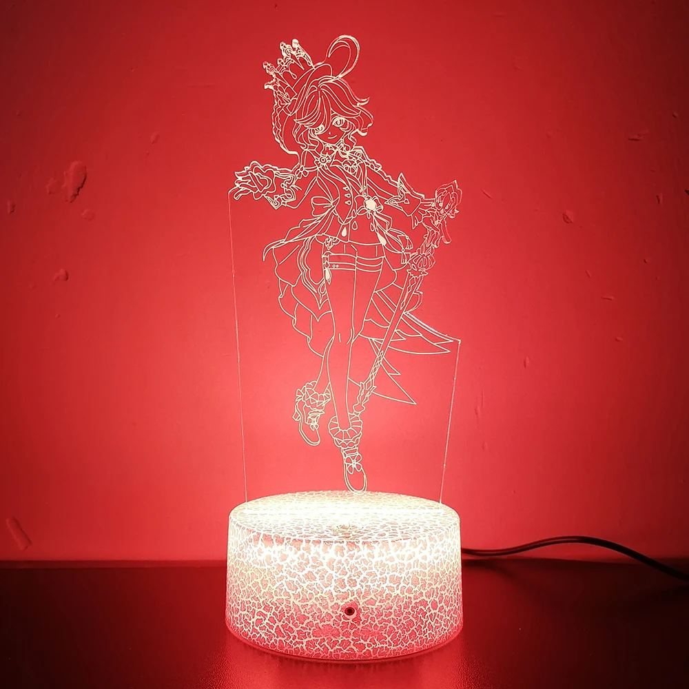 Genshin Impact Figure Furina 3d Led Night Light For Bedroom Customizable Heroes Acrylic Lamp Bedside Decor Children's Gift