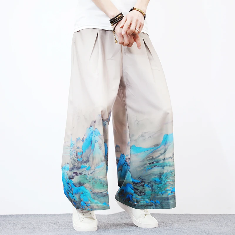 2025 Trendy Men's Summer Floral Print Wide Leg Pants - Breathable Lightweight Casual Beachwear for Outdoor & Daily Fashion M-5XL