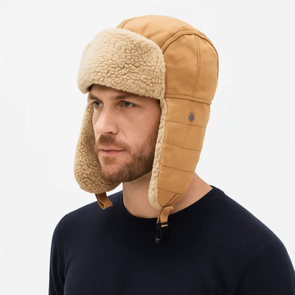 Simple Fleece Ear Protective Hat Thickened Windproof Winter Hat Korean Style Keep Warm Lei Feng Cap Riding