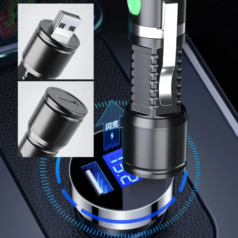 Super Bright Zoomable Mini Flashlight, USB Rechargeable Waterproof Emergency Torch for Home Outdoor Camping Use