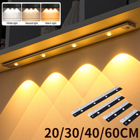 Magnetic LED Motion Sensor Under Cabinet Light USB Rechargeable Dimmable Wireless Counter Lighting for Kitchen Wardrobe 20-40cm