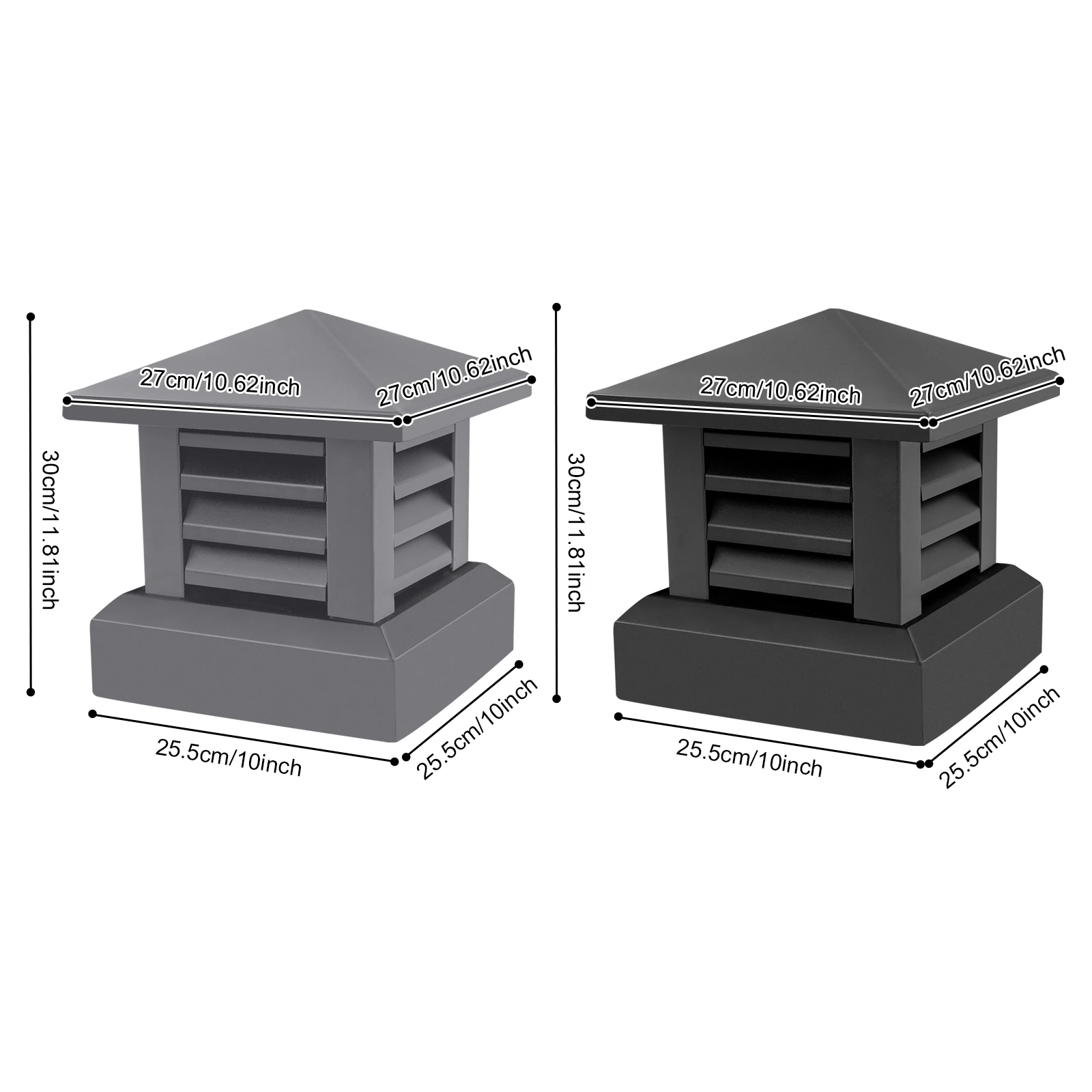 10x10in Aluminum Alloy Fireplace Chimney Cap Modern Shutter Design Conical Top Chimney Cover for Building Chimneys