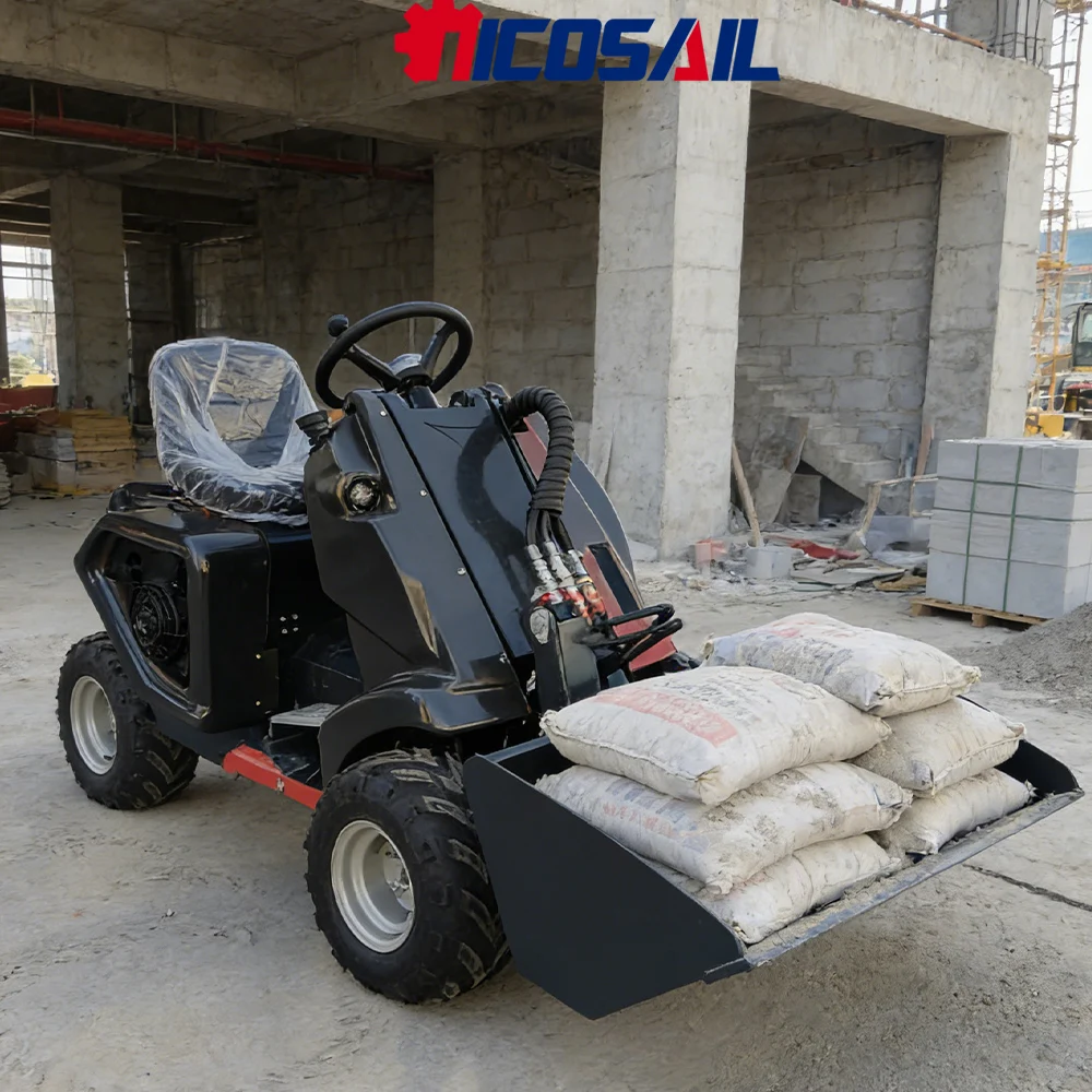 

3-Wheel Skid Steer Loader for Farm Garden All Terrain Work Loading Unloading Easy Operation