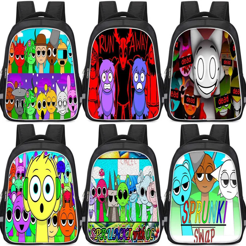 Incredibox Schoolbag Sprunki Backpack Double-layer Sprunki Backpack Student And Children\'s Mochila Pencial Bag Sprunki Backpack