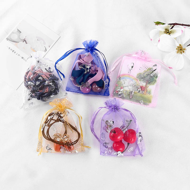 

100pcs/Lot 9*12CM Small Organza Bags Jewelry Packaging Yarn Bags Wedding Party Drawstring Gift Bag Pouches 10 Colors