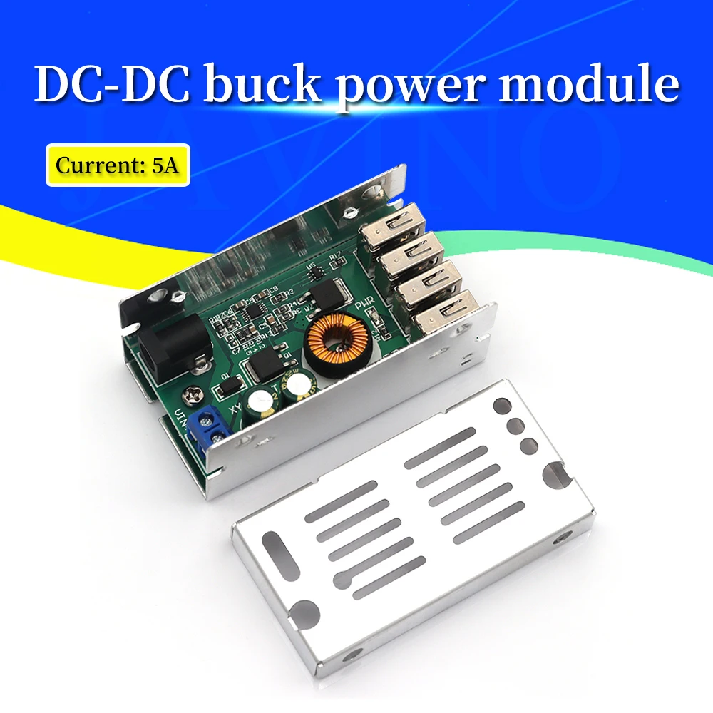 DC-DC 9V 12V 24V 36V bis 5V Step Down Board 5A 4 USB Ausgang Buck Converter Netzteil Modul mit Aluminium Shell für Telefone