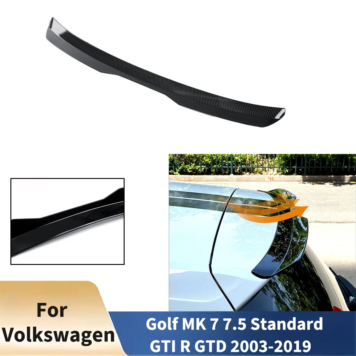 

Max Style For Volkswagen Golf MK 7 7.5 Standard GTI R GTD 2003-2019 Rear Trunk Spoiler Wing Parts Diffuser Tail Fin Accessories